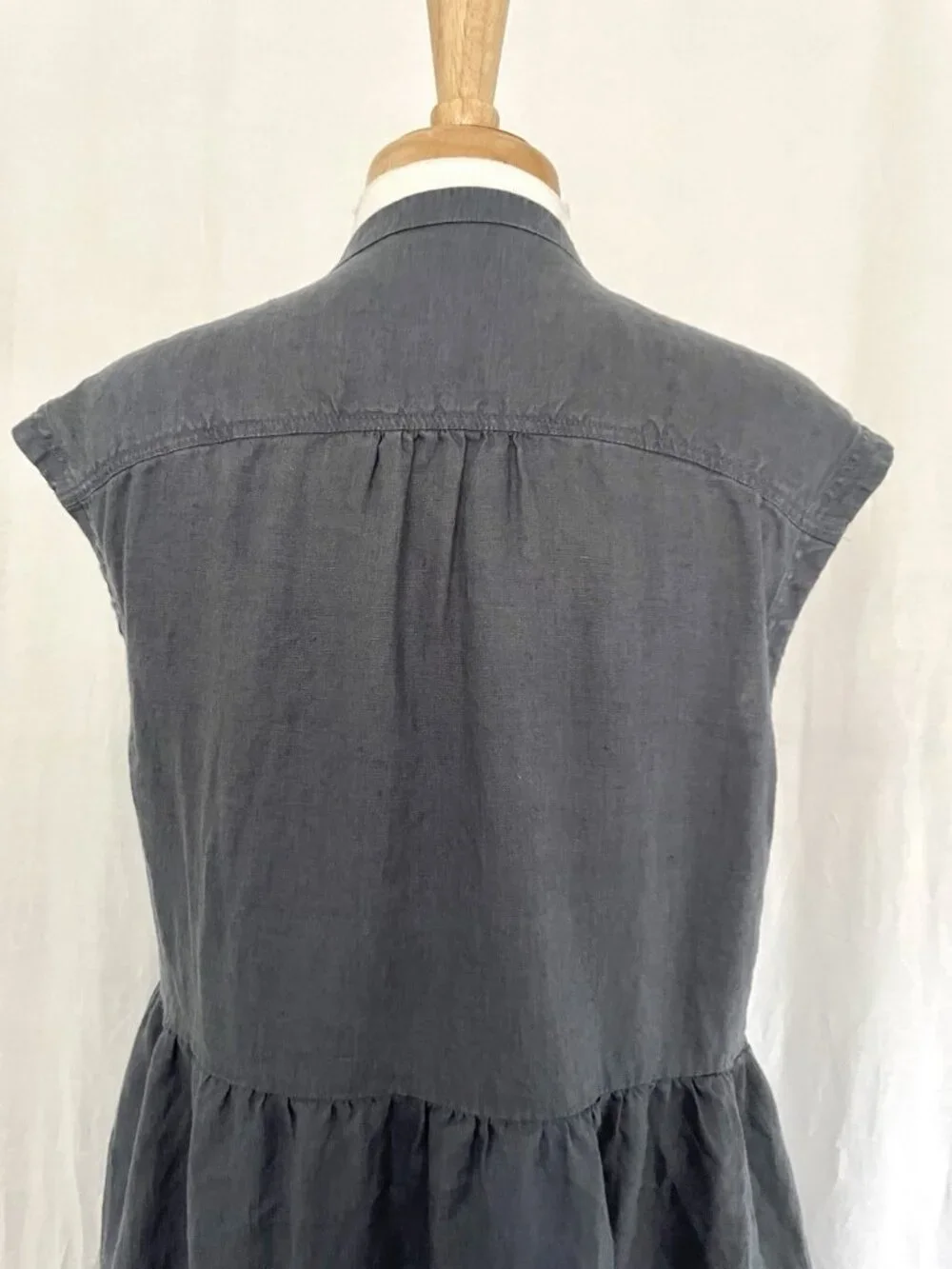 The White Company White Label 100% Linen Split-Neck Maxi Dress Dusty Blue size 8
